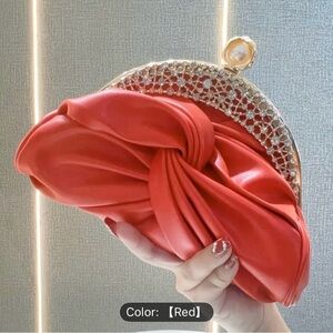 Elegant Red Clutch with Crystal Accents